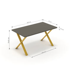 Étkezőasztal - Préma festett arany lábbal - Fosszil szürke, méret: 160x90