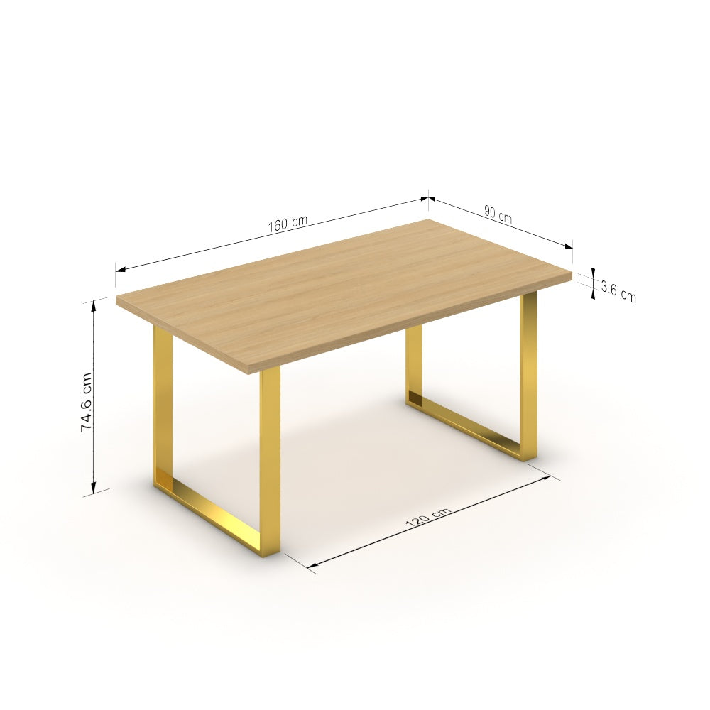 Étkezőasztal - Antara arany lábbal - Vicenza tölgy, méret: 160x90