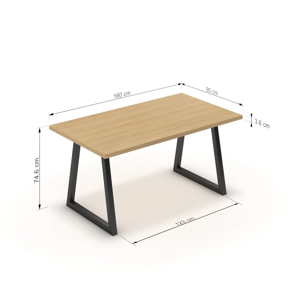 Étkezőasztal - Bala fekete lábbal - Vicenza tölgy, méret: 160x90