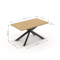 Étkezőasztal - Jama fekete lábbal - Vicenza tölgy, méret: 160x90