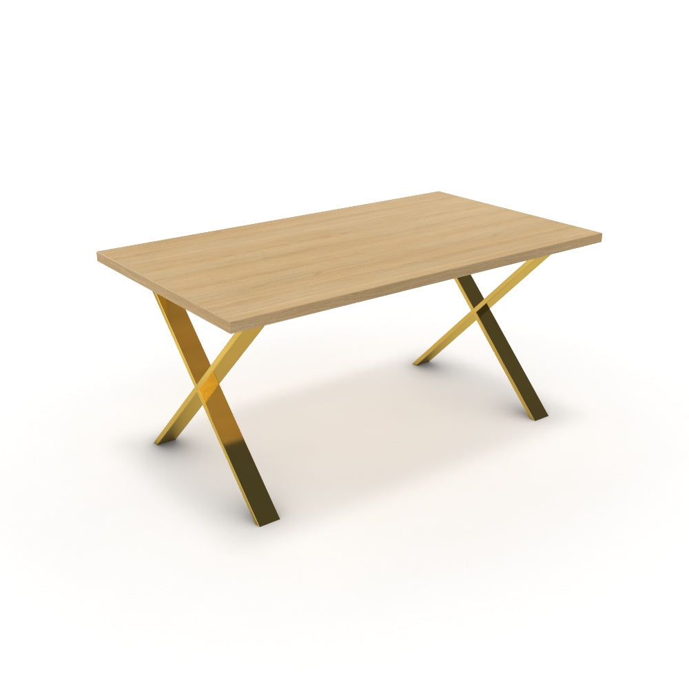 Étkezőasztal - Préma arany lábbal - Vicenza tölgy, méret: 160x90