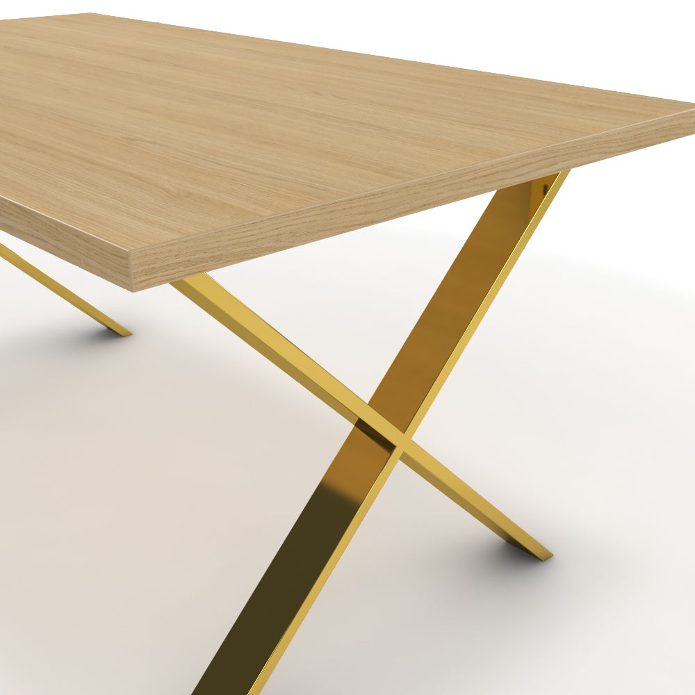 Étkezőasztal - Préma arany lábbal - Vicenza tölgy, méret: 160x90