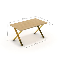 Étkezőasztal - Préma arany lábbal - Vicenza tölgy, méret: 160x90