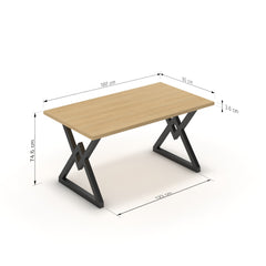 Étkezőasztal - Uttama fekete lábbal - Vicenza tölgy, méret: 160x90