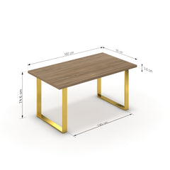 Étkezőasztal - Antara arany lábbal - Világos rauna szil, méret: 160x90