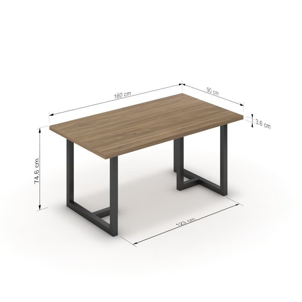 Étkezőasztal - Asara fekete lábbal - Világos rauna szil, méret: 160x90