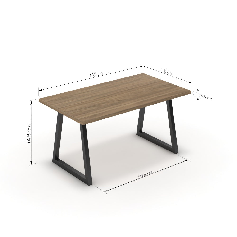 Étkezőasztal - Bala fekete lábbal - Világos rauna szil, méret: 160x90