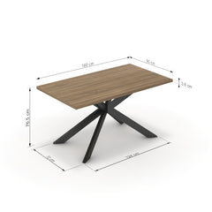 Étkezőasztal - Jama fekete lábbal - Világos rauna szil, méret: 160x90