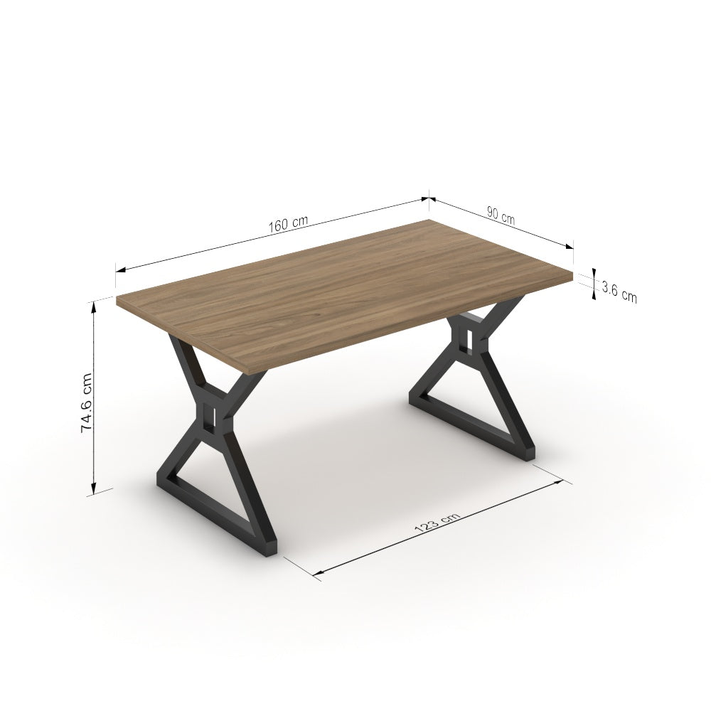 Étkezőasztal - Mandira fekete lábbal - Világos rauna szil, méret: 160x90