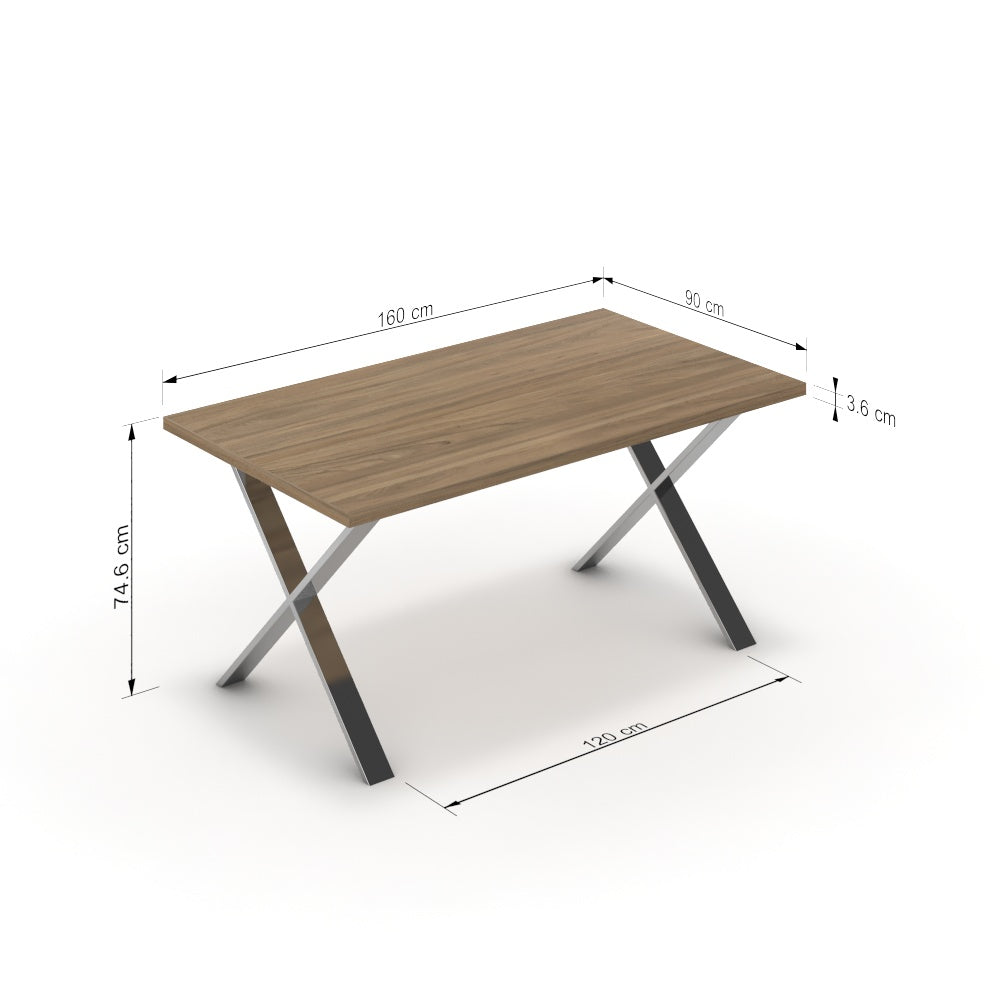 Étkezőasztal - Préma króm lábbal - Világos rauna szil, méret: 160x90