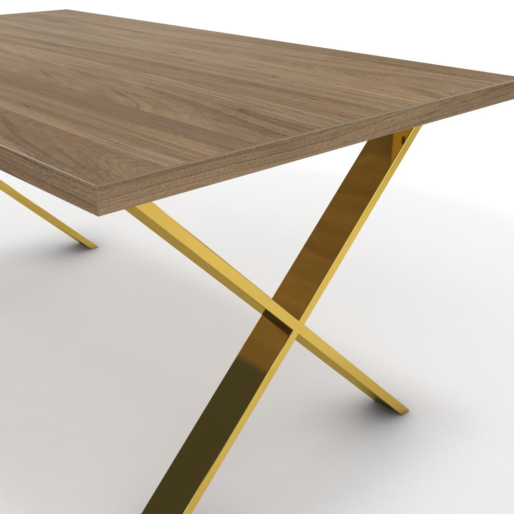 Étkezőasztal - Préma arany lábbal - Világos rauna szil, méret: 160x90