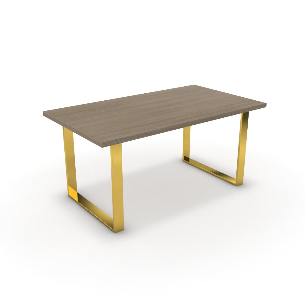 Étkezőasztal - Antara arany lábbal - Szürke Vicenza tölgy, méret: 160x90