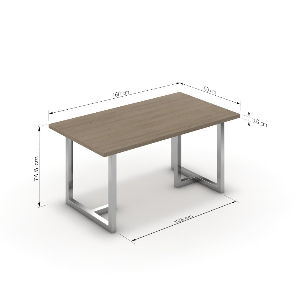 Étkezőasztal - Asara króm lábbal - Szürke Vicenza tölgy, méret: 160x90