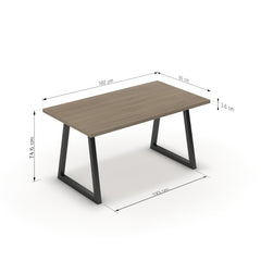 Étkezőasztal - Bala fekete lábbal - Szürke Vicenza tölgy, méret: 160x90