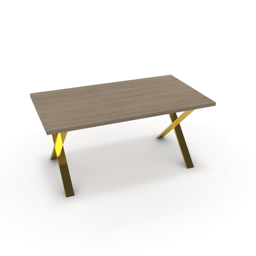 Étkezőasztal - Préma arany lábbal - Szürke Vicenza tölgy, méret: 160x90