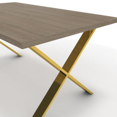 Étkezőasztal - Préma arany lábbal - Szürke Vicenza tölgy, méret: 160x90