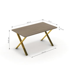 Étkezőasztal - Préma arany lábbal - Szürke Vicenza tölgy, méret: 160x90