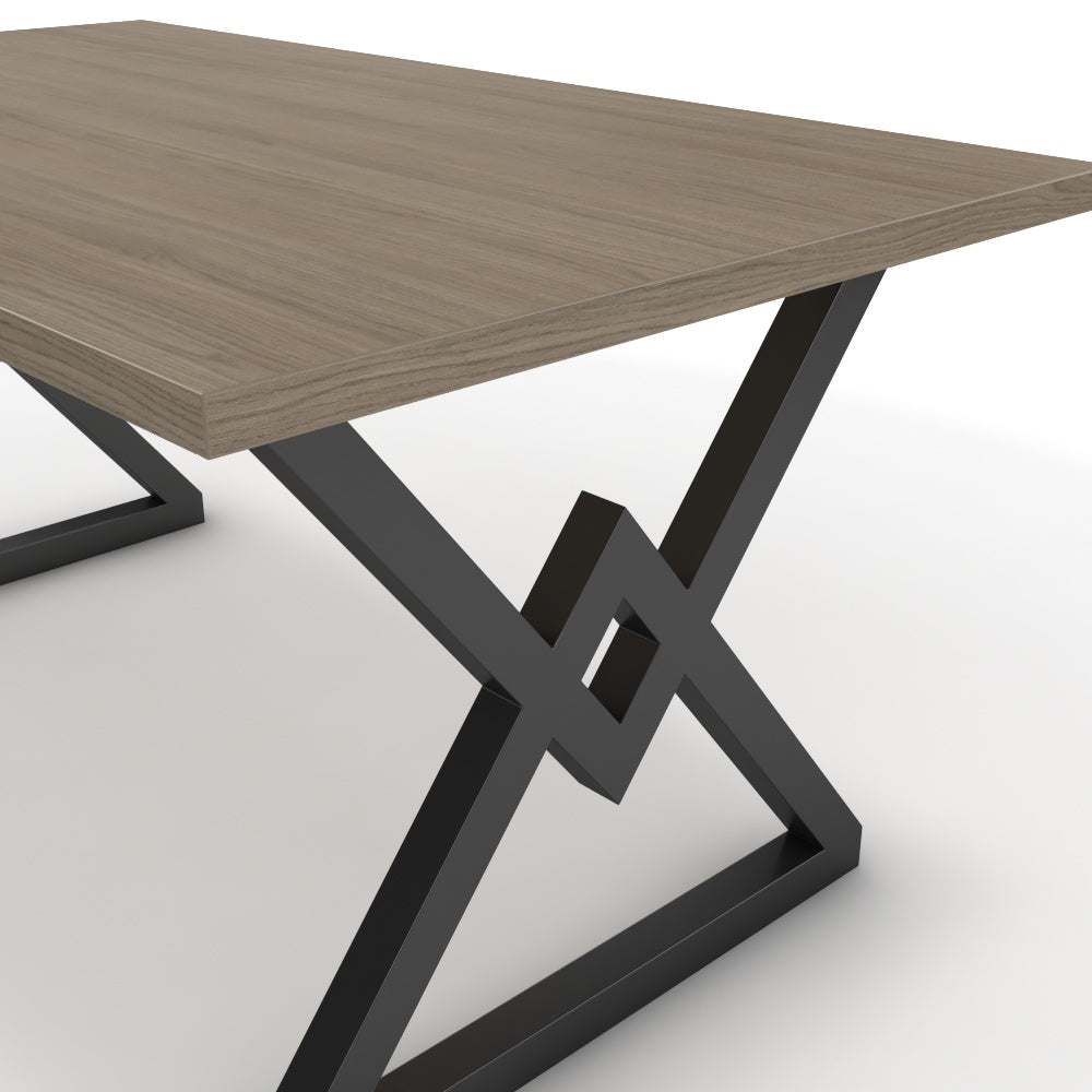 Étkezőasztal - Uttama fekete lábbal - Szürke Vicenza tölgy, méret: 160x90