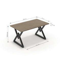Étkezőasztal - Uttama fekete lábbal - Szürke Vicenza tölgy, méret: 160x90