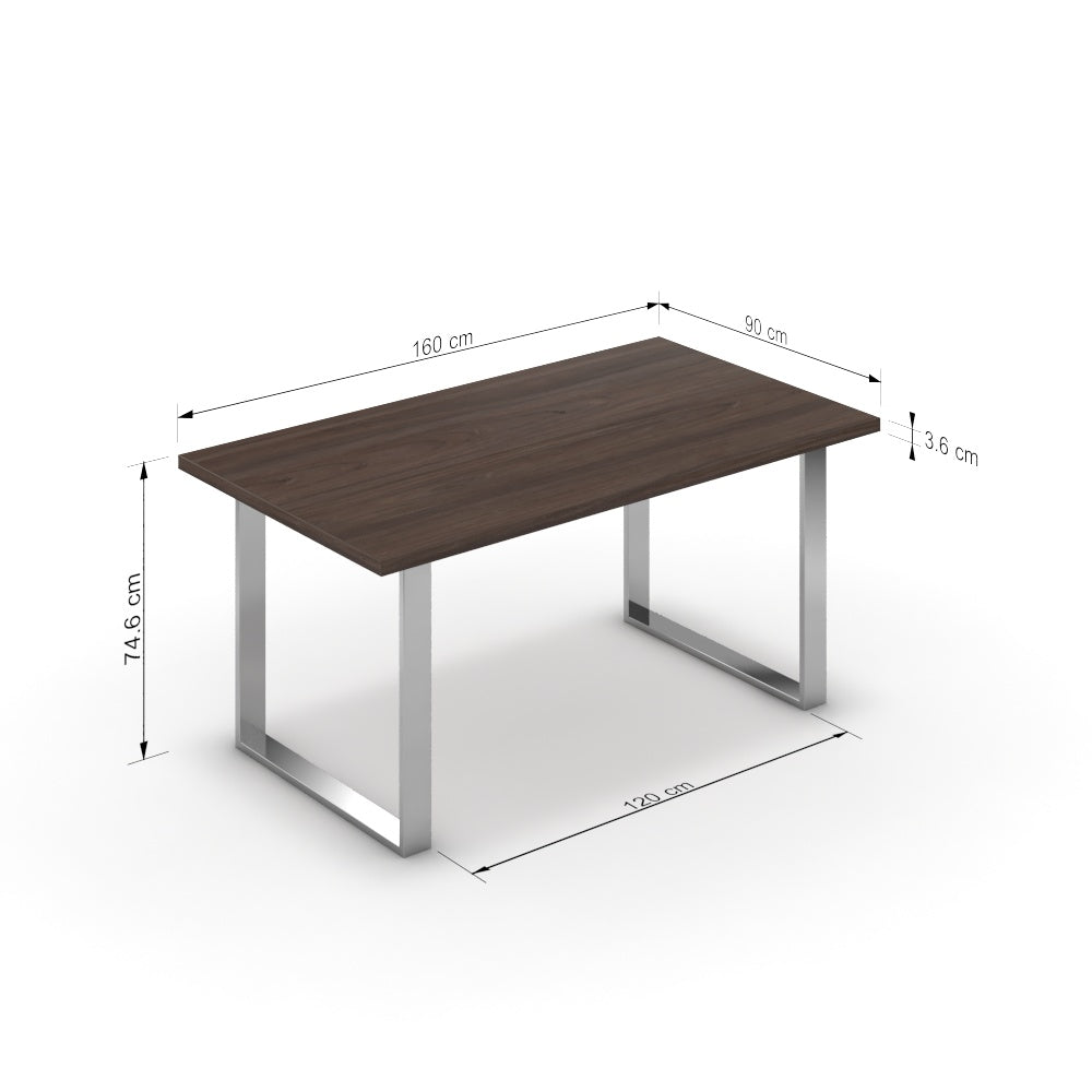 Étkezőasztal - Antara króm lábbal - Sötét rauna szil, méret: 160x90