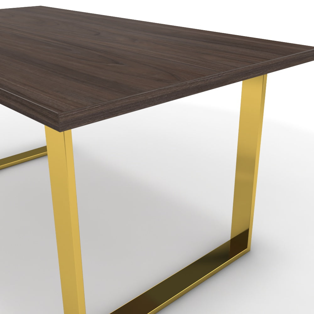Étkezőasztal - Antara arany lábbal - Sötét rauna szil, méret: 160x90