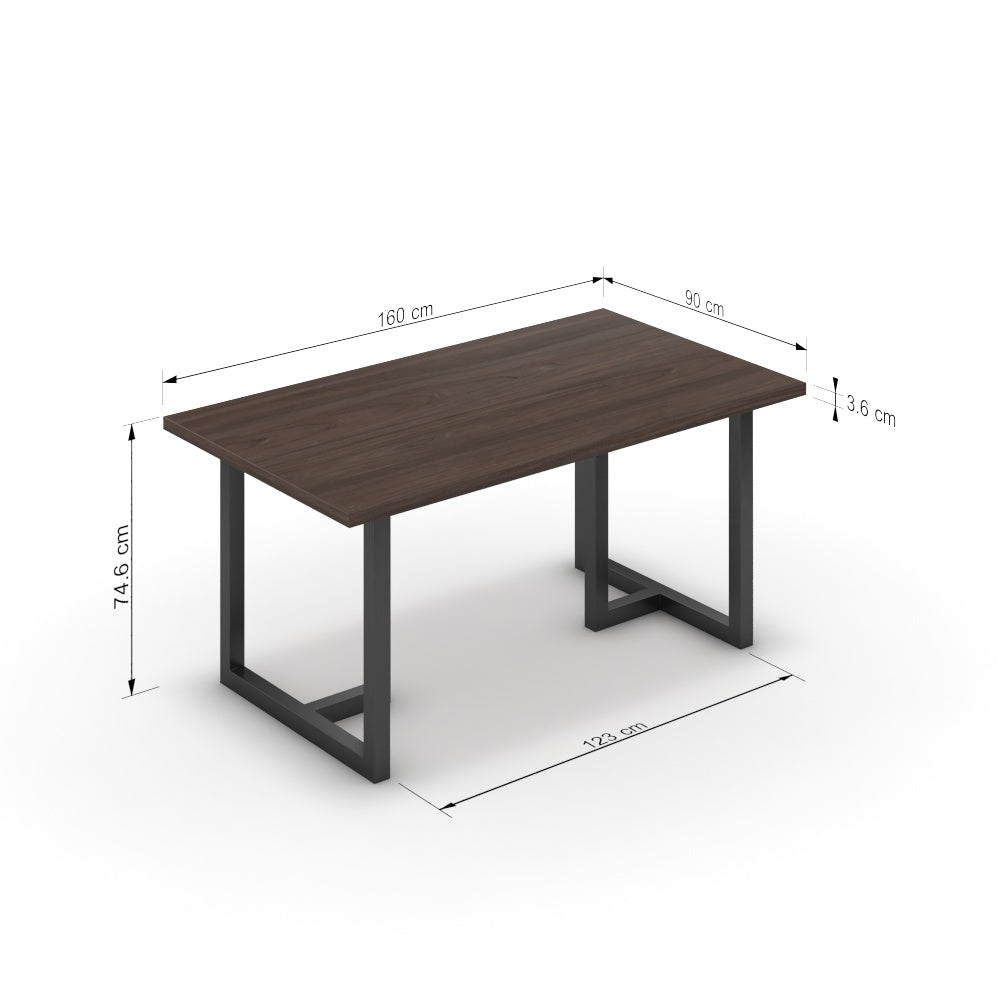 Étkezőasztal - Asara fekete lábbal - Sötét rauna szil, méret: 160x90