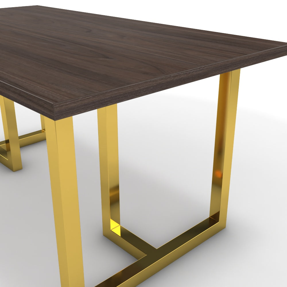 Étkezőasztal - Asara arany lábbal - Sötét rauna szil, méret: 160x90