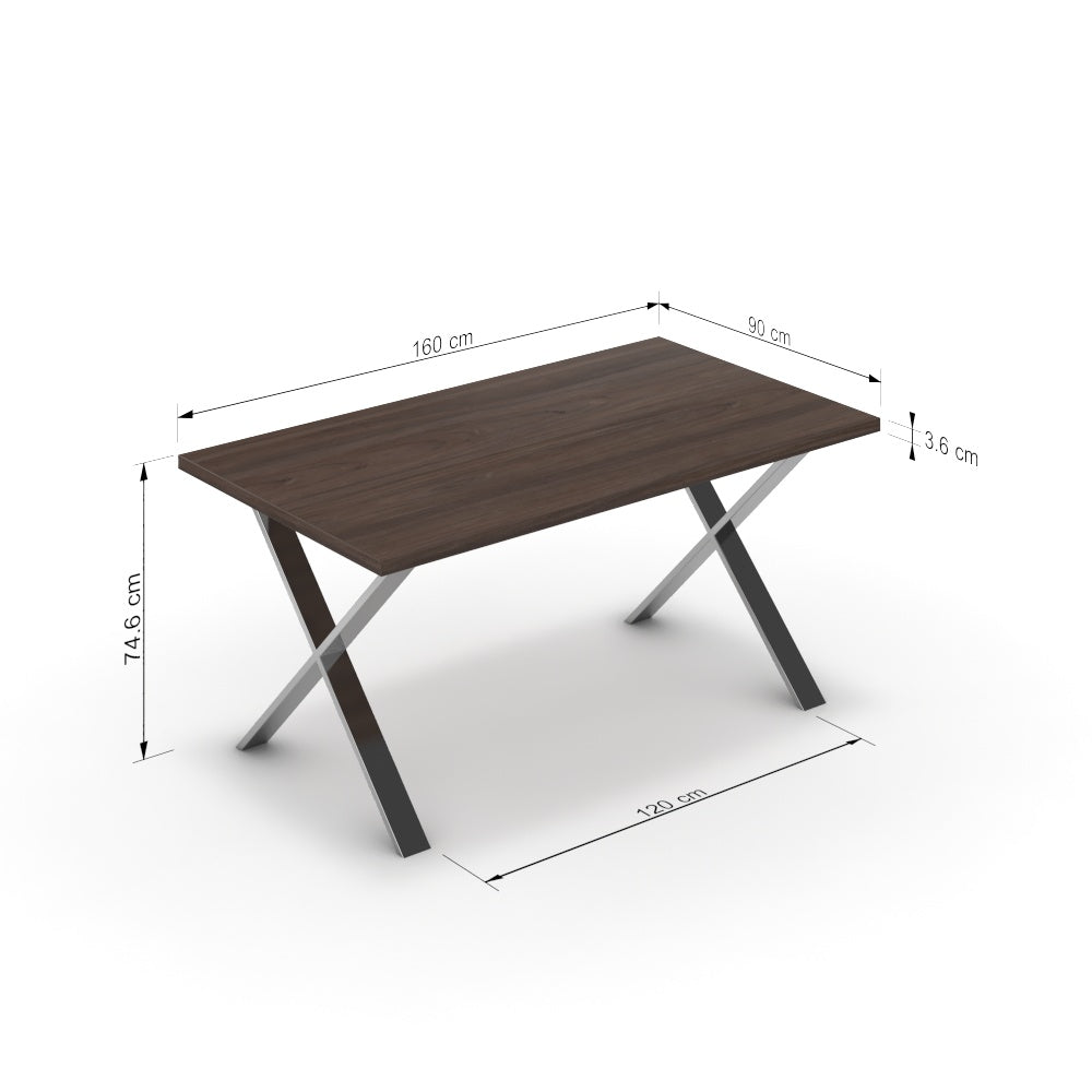 Étkezőasztal - Préma króm lábbal - Sötét rauna szil, méret: 160x90