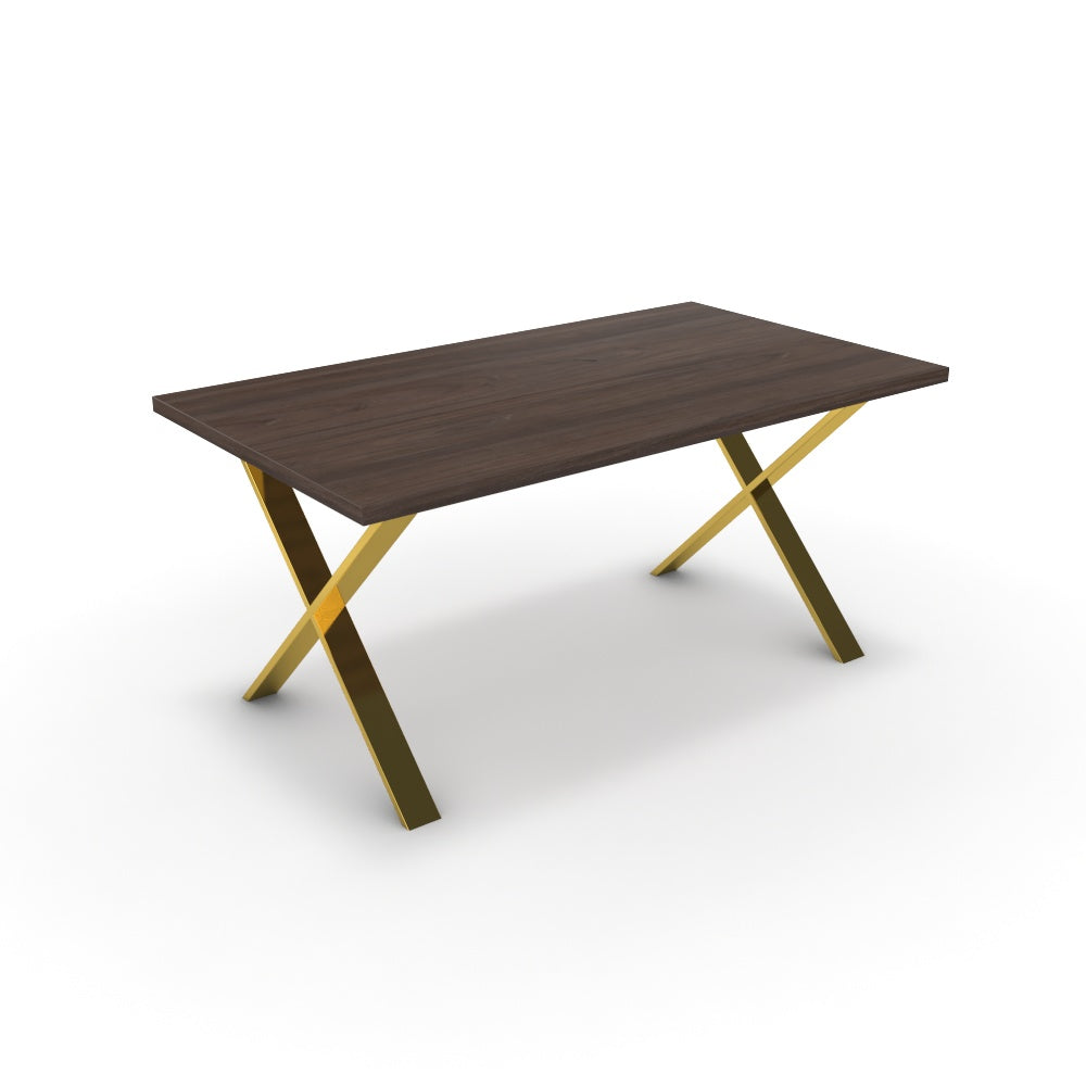 Étkezőasztal - Préma arany lábbal - Sötét rauna szil, méret: 160x90
