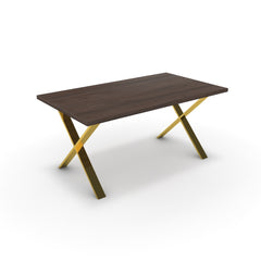 Étkezőasztal - Préma arany lábbal - Sötét rauna szil, méret: 160x90