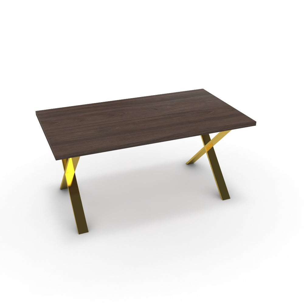 Étkezőasztal - Préma arany lábbal - Sötét rauna szil, méret: 160x90