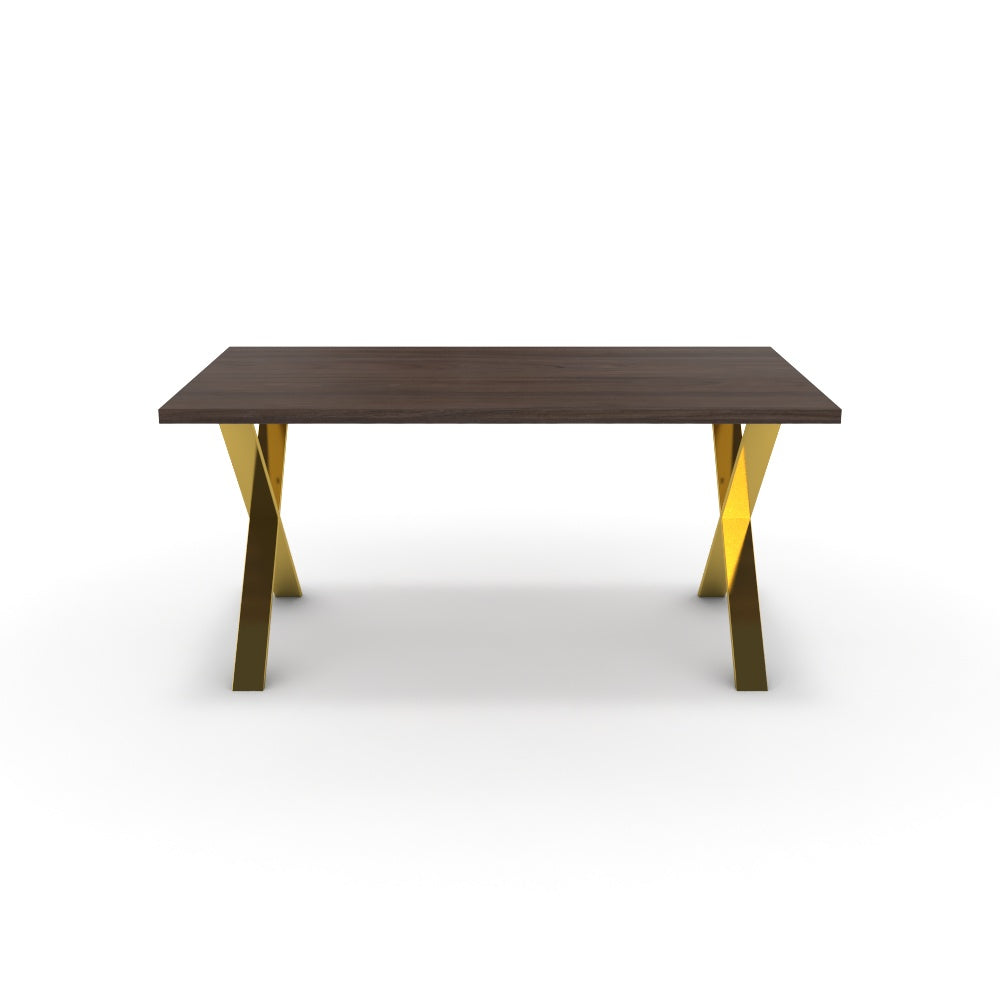 Étkezőasztal - Préma arany lábbal - Sötét rauna szil, méret: 160x90