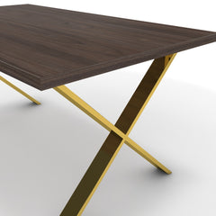 Étkezőasztal - Préma arany lábbal - Sötét rauna szil, méret: 160x90