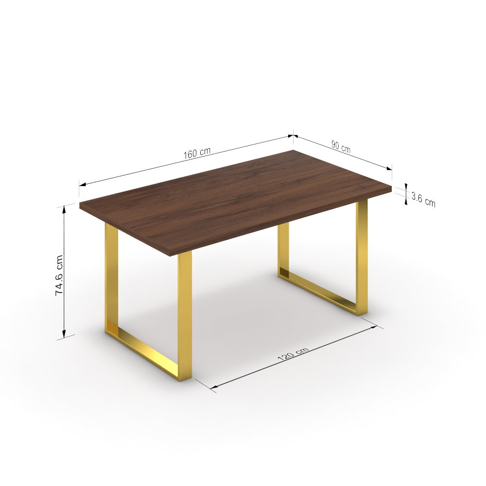 Étkezőasztal - Antara arany lábbal - Mogyoró, méret: 160x90