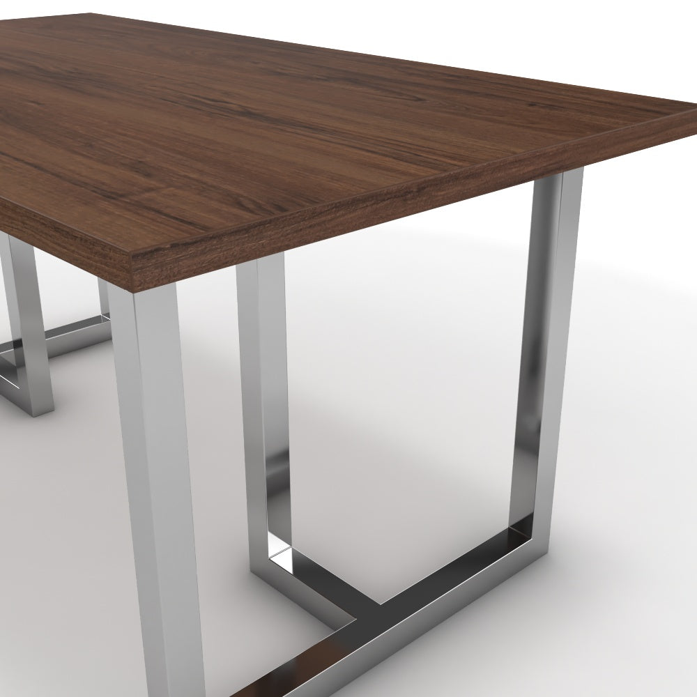 Étkezőasztal - Asara króm lábbal - Mogyoró, méret: 160x90