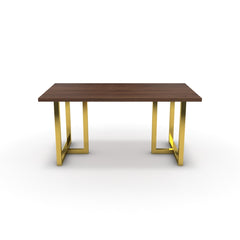 Étkezőasztal - Asara arany lábbal - Mogyoró, méret: 160x90