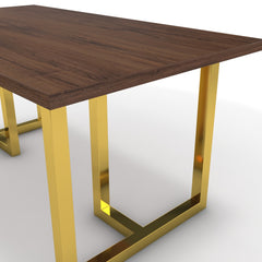 Étkezőasztal - Asara arany lábbal - Mogyoró, méret: 160x90