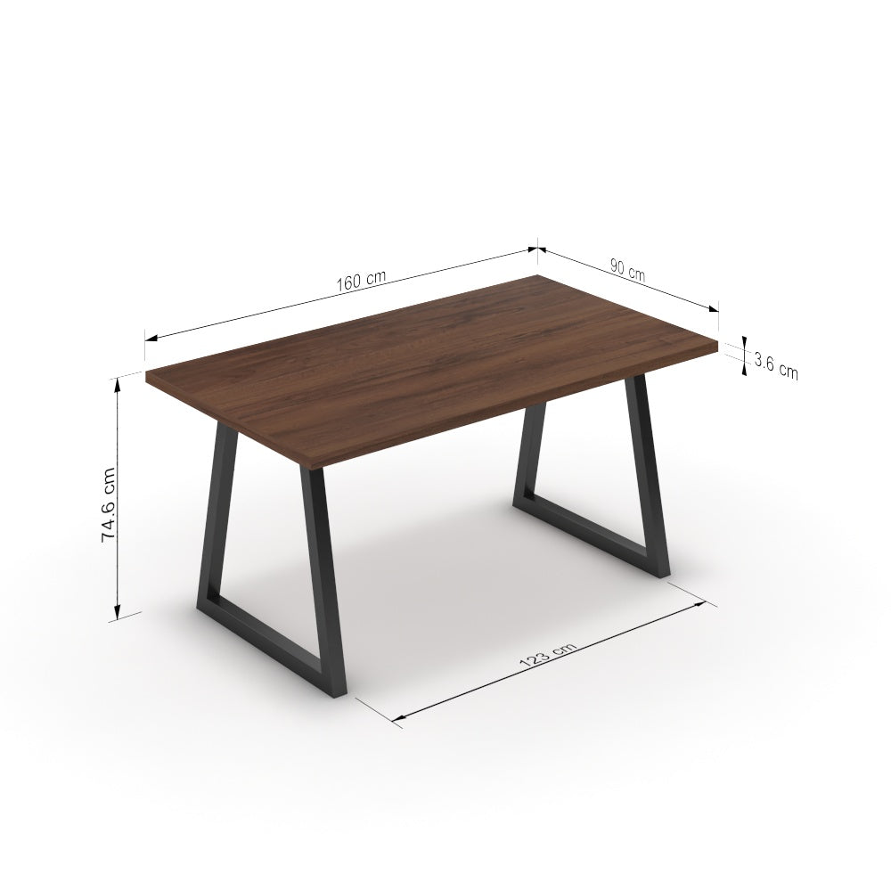 Étkezőasztal - Bala fekete lábbal - Mogyoró, méret: 160x90