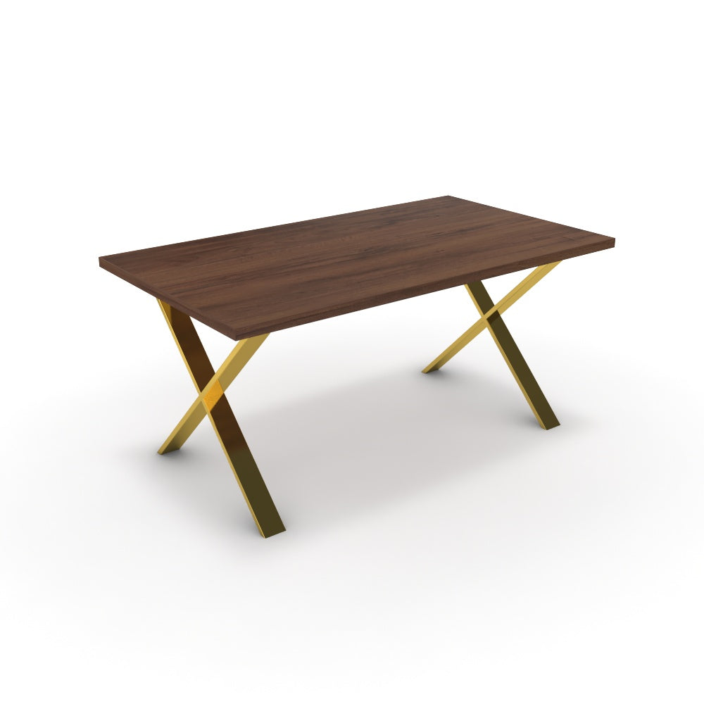 Étkezőasztal - Préma arany lábbal - Mogyoró, méret: 160x90