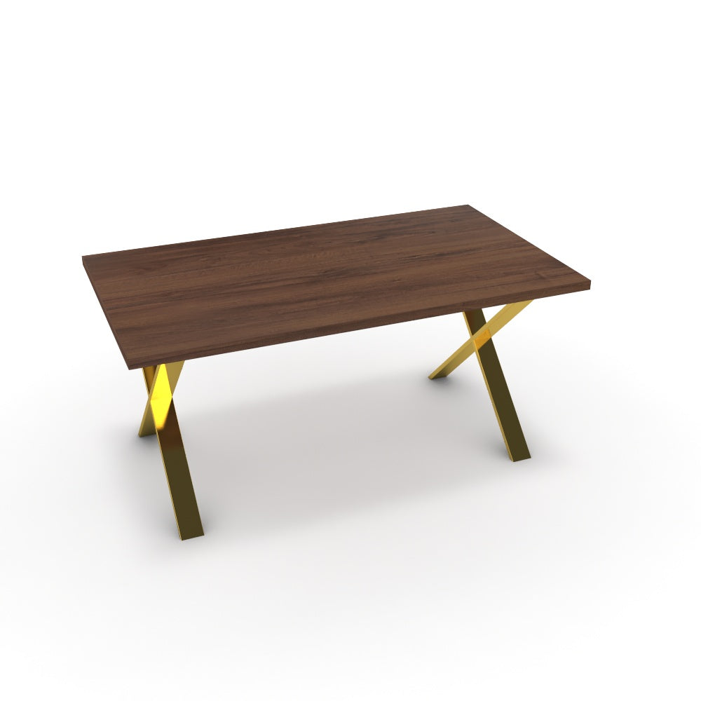 Étkezőasztal - Préma arany lábbal - Mogyoró, méret: 160x90