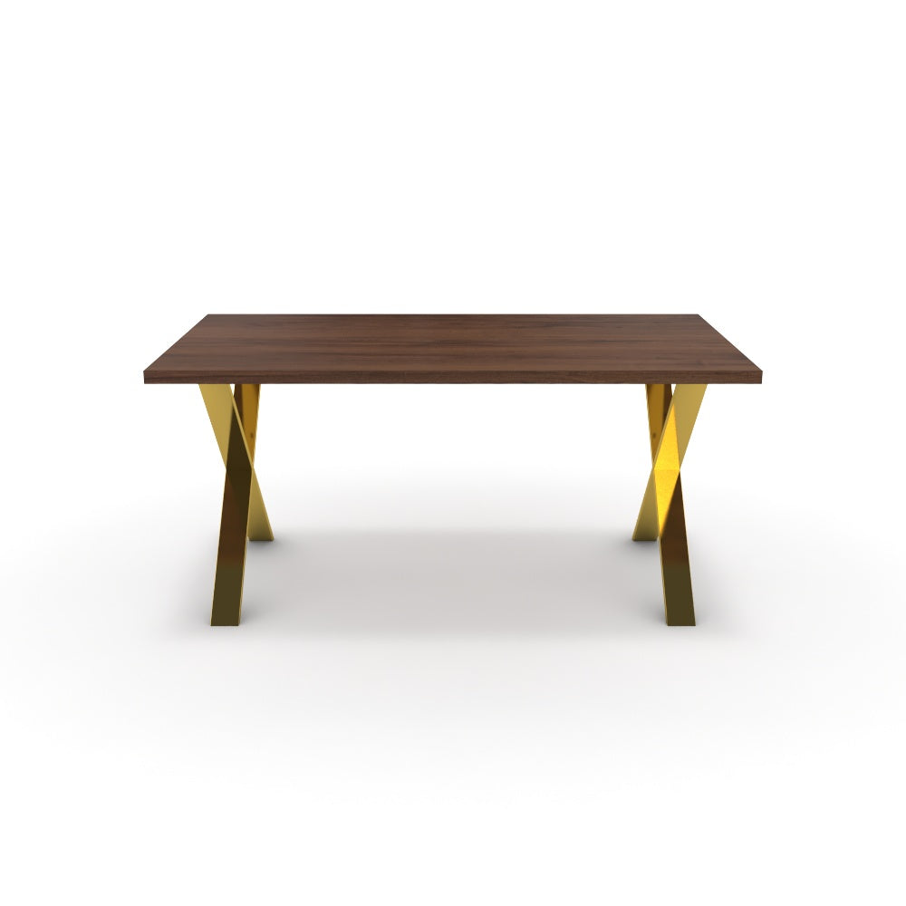 Étkezőasztal - Préma arany lábbal - Mogyoró, méret: 160x90