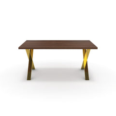 Étkezőasztal - Préma arany lábbal - Mogyoró, méret: 160x90