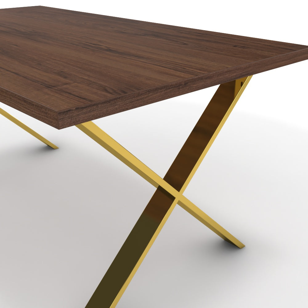 Étkezőasztal - Préma arany lábbal - Mogyoró, méret: 160x90