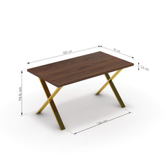 Étkezőasztal - Préma arany lábbal - Mogyoró, méret: 160x90