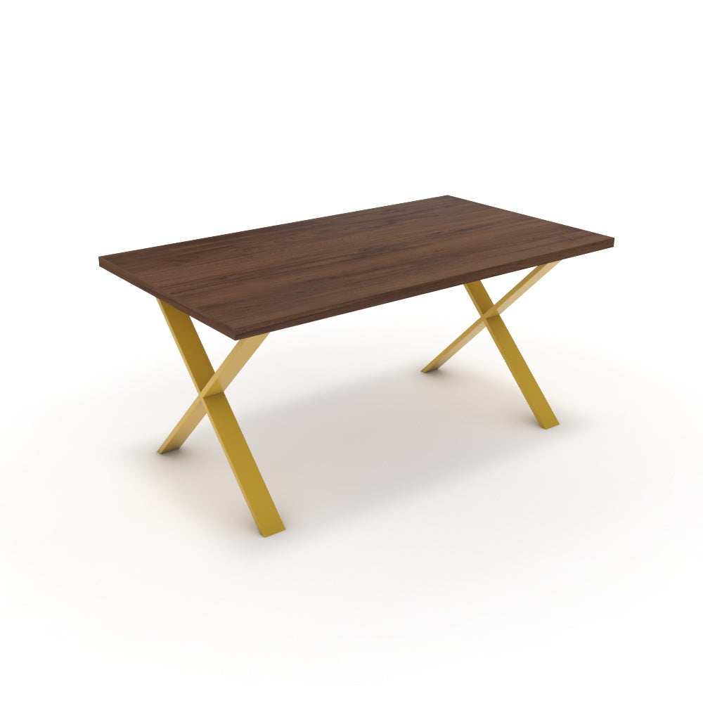 Étkezőasztal - Préma festett arany lábbal - Mogyoró, méret: 160x90