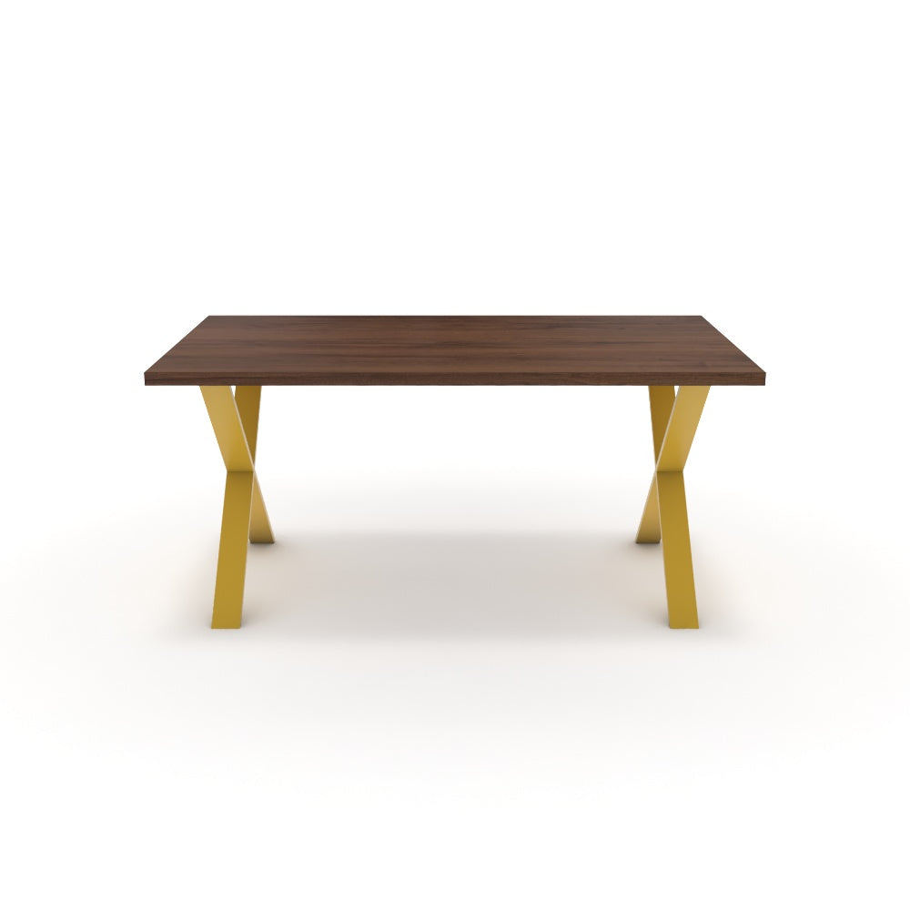 Étkezőasztal - Préma festett arany lábbal - Mogyoró, méret: 160x90