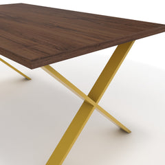 Étkezőasztal - Préma festett arany lábbal - Mogyoró, méret: 160x90