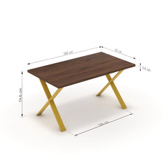 Étkezőasztal - Préma festett arany lábbal - Mogyoró, méret: 160x90