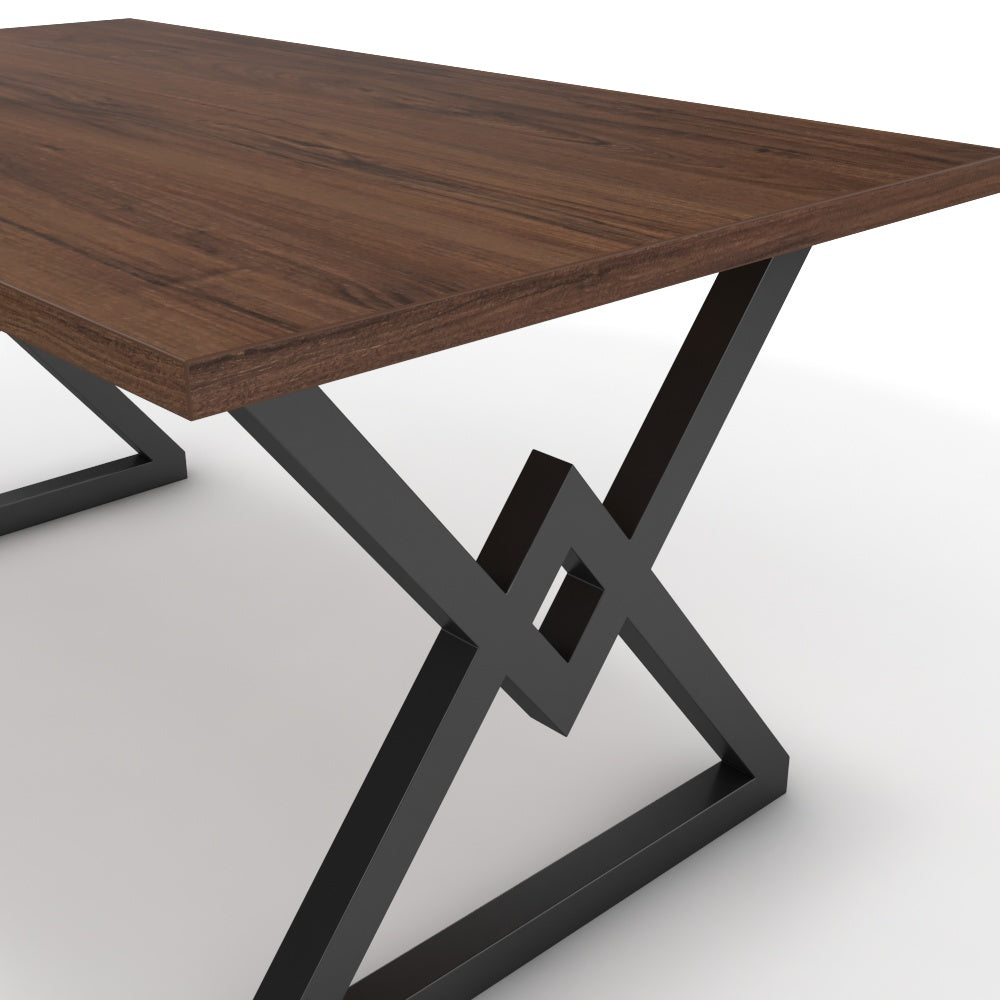 Étkezőasztal - Uttama fekete lábbal - Mogyoró, méret: 160x90