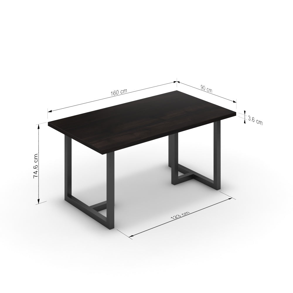 Étkezőasztal - Asara fekete lábbal - Füstölt dió, méret: 160x90